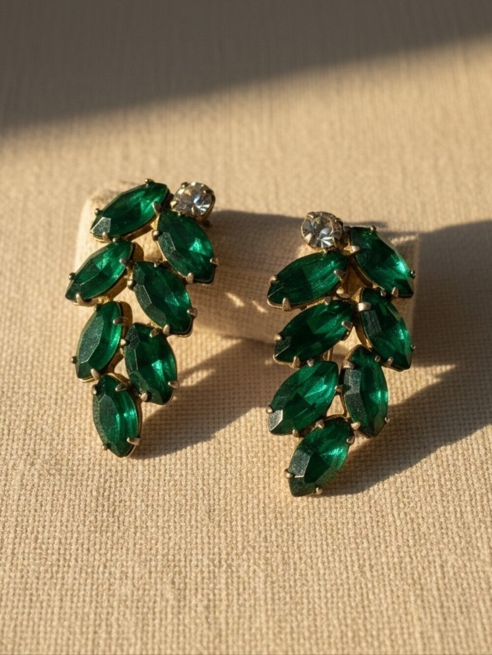 Vintage Czech Class And Sterling Earrings